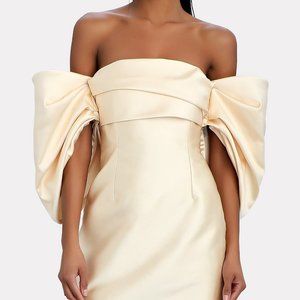 Solace London Elina Off-The-Shoulder Duchesse Satin Mini Dress